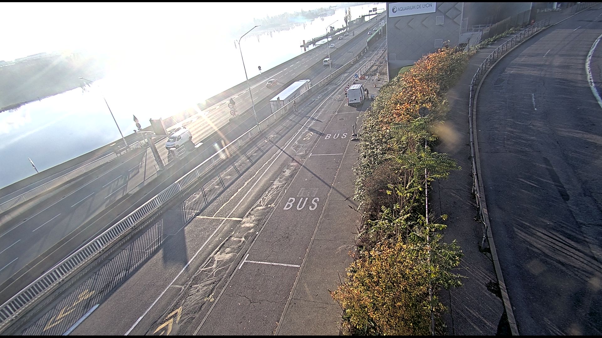 Caméra trafic sur A7 à Lyon, au niveau du Pont de la Mulatière, vue orientée vers Marseille