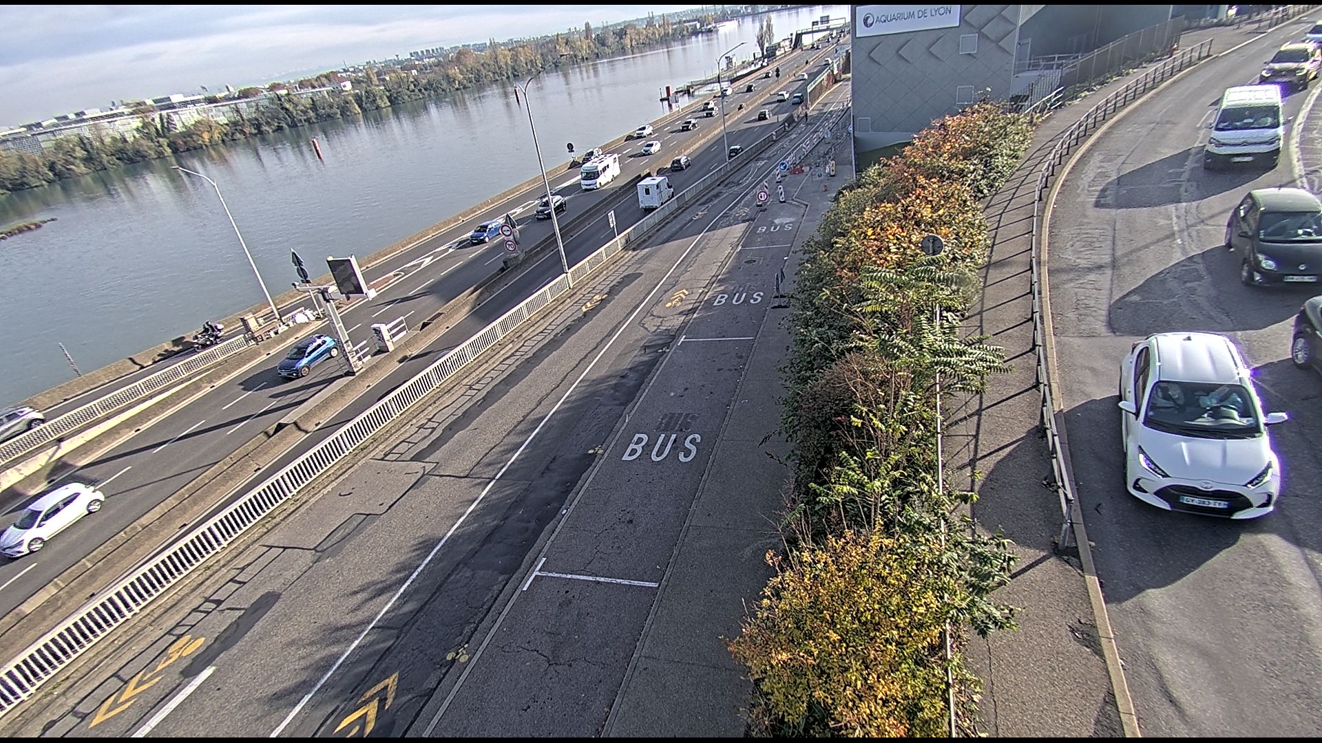 Caméra trafic sur A7 à Lyon, au niveau du Pont de la Mulatière, vue orientée vers Marseille