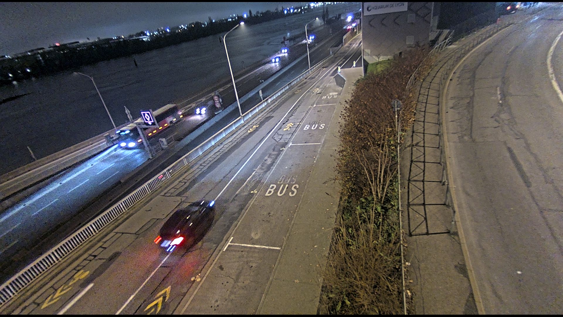 Caméra trafic sur A7 à Lyon, au niveau du Pont de la Mulatière, vue orientée vers Marseille