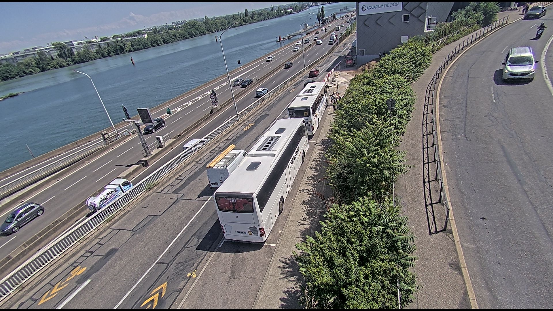 Caméra trafic sur A7 à Lyon, au niveau du Pont de la Mulatière, vue orientée vers Marseille