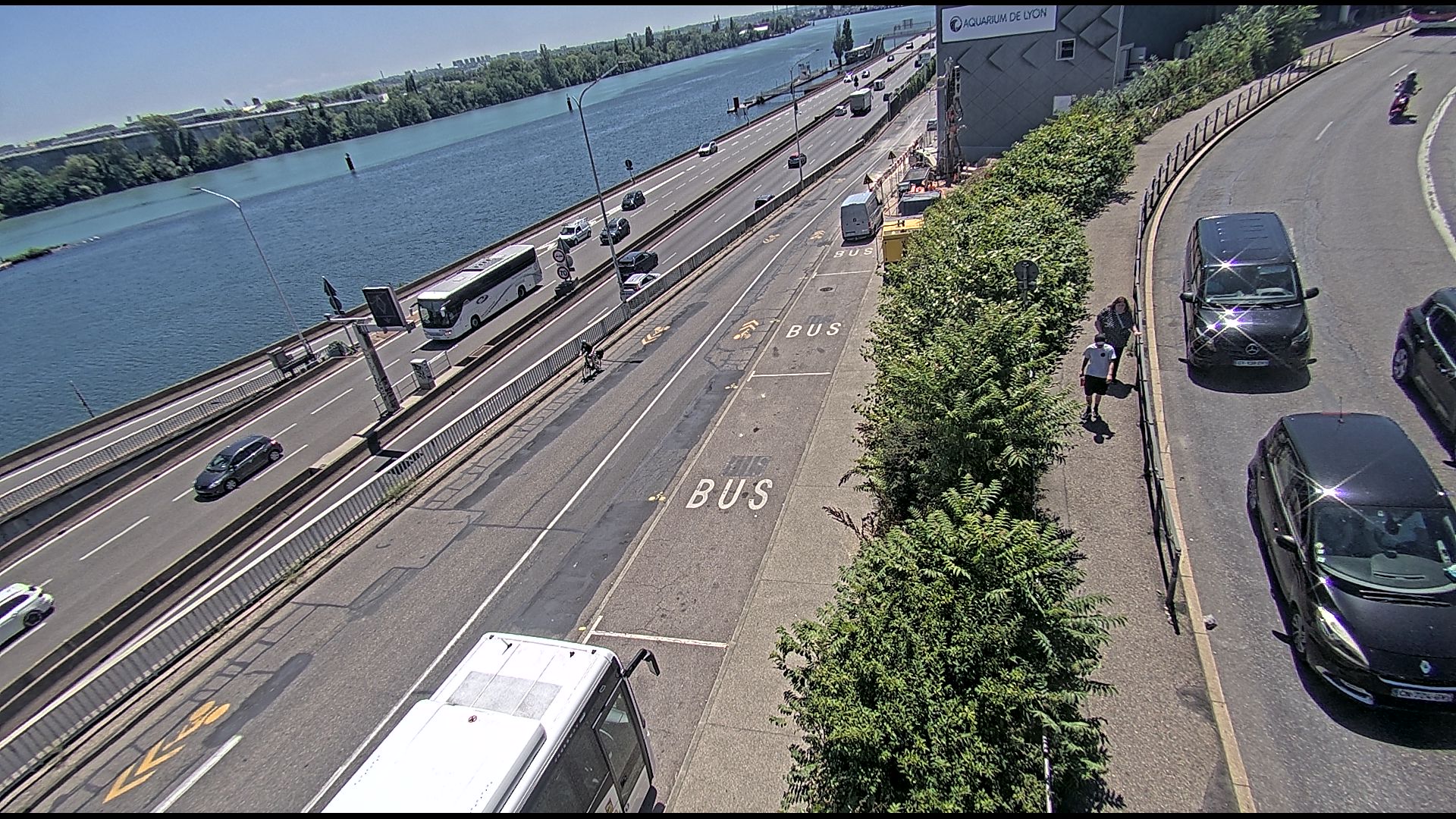Caméra trafic sur A7 à Lyon, au niveau du Pont de la Mulatière, vue orientée vers Marseille