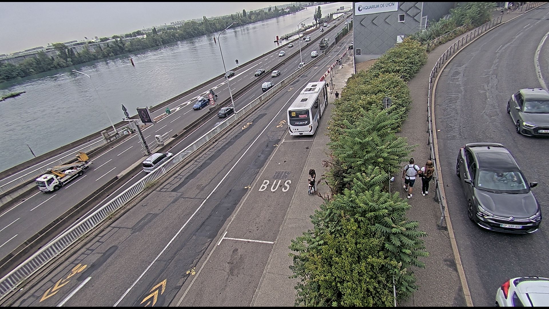 Caméra trafic sur A7 à Lyon, au niveau du Pont de la Mulatière, vue orientée vers Marseille