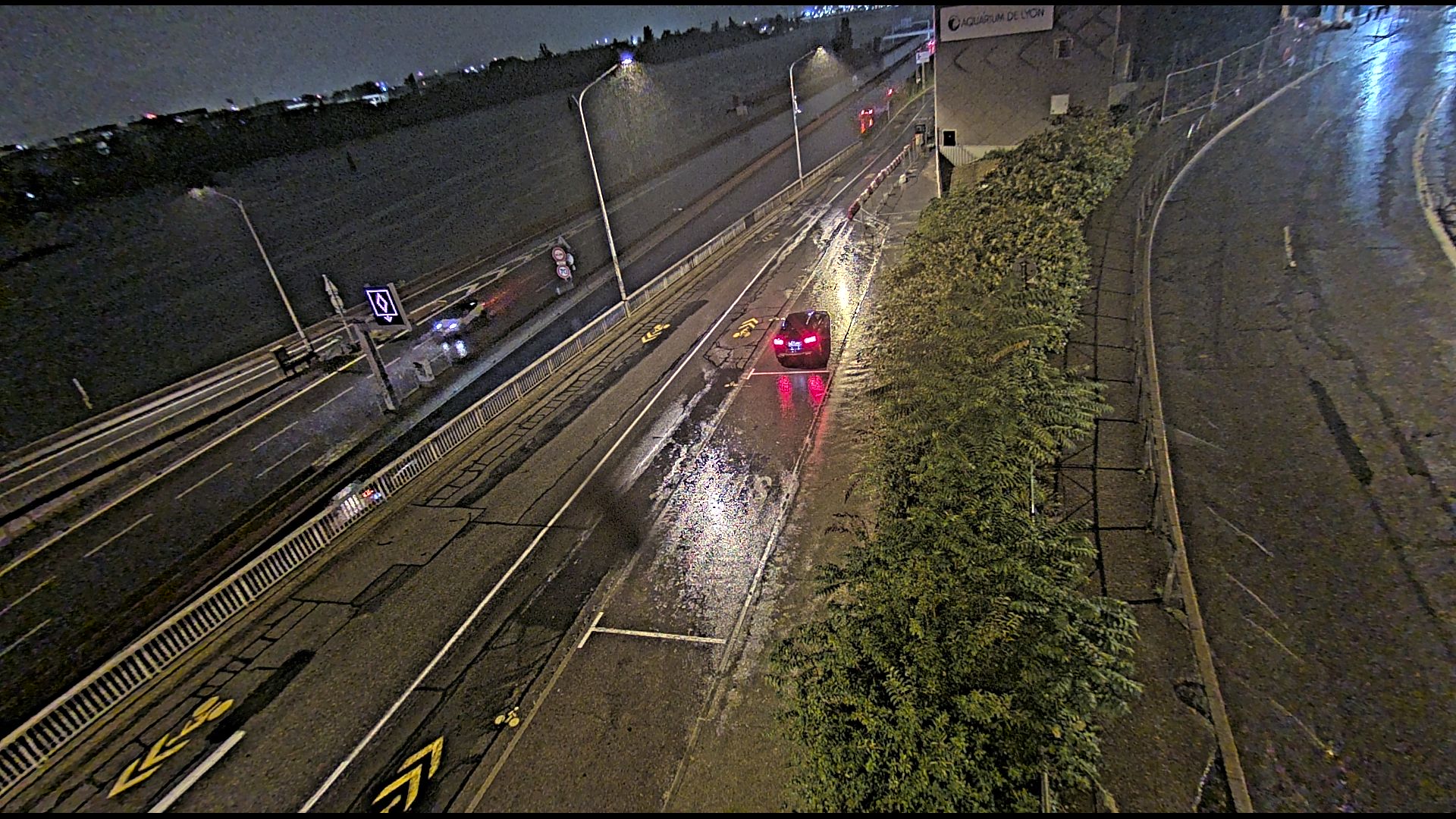 Caméra trafic sur A7 à Lyon, au niveau du Pont de la Mulatière, vue orientée vers Marseille