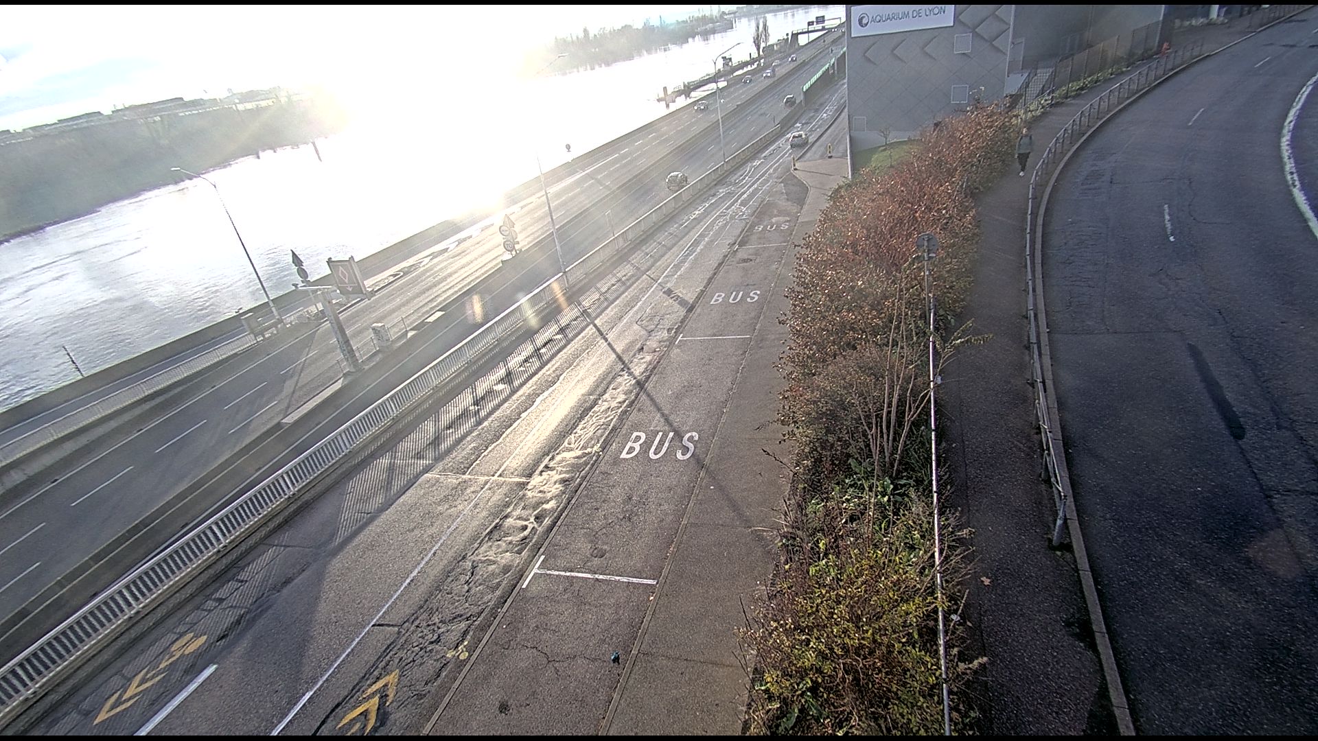 Caméra trafic sur A7 à Lyon, au niveau du Pont de la Mulatière, vue orientée vers Marseille