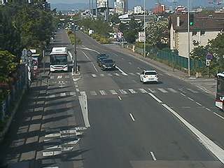 Webcam à la jonction de l'avenue de Bohlen et de la rue Salengro à Vaulx-en-Velin. Vue orientée vers Lyon