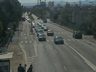 Webcam à la jonction de l'avenue de Bohlen et de la rue Salengro à Vaulx-en-Velin. Vue orientée vers Lyon