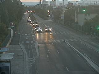 Webcam à la jonction de l'avenue de Bohlen et de la rue Salengro à Vaulx-en-Velin. Vue orientée vers Lyon